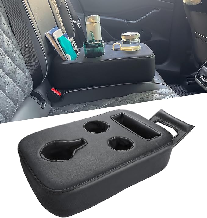 Sinvanho Car Cup Holder, Back Seat Cup Holder for Car Organizer | PU Leather Couch Sofa Bed Cup Holder Expander Tray, Boat Tray, Trucks, Minivans,SUVs,RVs,Vehicles,Holds Drinks,Remote,Snacks by Sinvanho