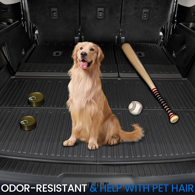 Cargo Mat for Ford Expedition Max 2018-2024 7/8 Seats Accessories | Cargo Liner & Rear Seat Back Protector, All Weather TPE, Non Slip & Odorless & Scratch Proof, Quick Clean - Image 8