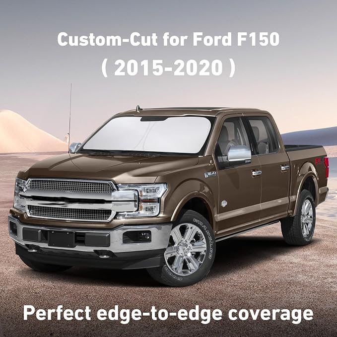 EcoNour Windshield Sunshade Compatible for Ford F150 2015-2018 2019 2020 | Sun Visor for Front Windshield & Window Sun Shade Cover, UV Heat Blocker & Protector, Car Accessories - Image 2
