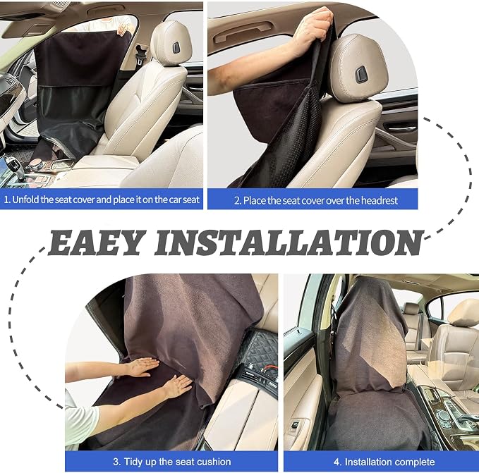 BOPUOVRE Car Front Seat Cover Waterproof Sweatproof Universal Fit | Fits All Cars Trucks Gym Sports Beach 3 Layer Non Slip Machine Wash Stain Protection Black 1 Piece - Image 7