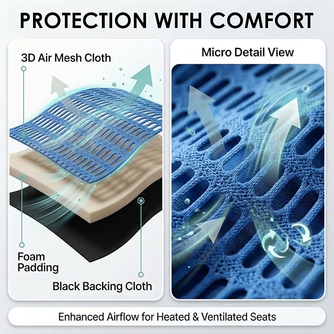 FH Group Car Seat Covers Trendy Elegance Blue Full Set Automotive Seat Covers, Airbag and Split Rear Combo Non-Slip Dash Grip Pad Universal Fit Interior Accessories Cars Trucks SUV Car Accessories - Image 3