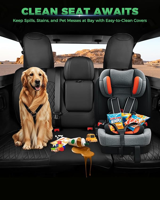 RIDEPOSH for Jeep Wrangler Leather Custom Car Seat Covers Full Set 4 Door | 2018-2026 JL, with Rear Cup Holder, Not for 4XE, Luxury Waterproof Protector, 40/60 Spilt, 5 Seats, Full Coverage, Durable - Image 7
