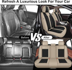 IKABEVEM Car Seat Covers Fit for Nissan Juke 2011-2017 | Waterproof Leather, Airbag Compatible, Easy Install & Wipe Car Seat Protector,2 Front Seats Covers Fit for Juke, Beige&Black - Image 5