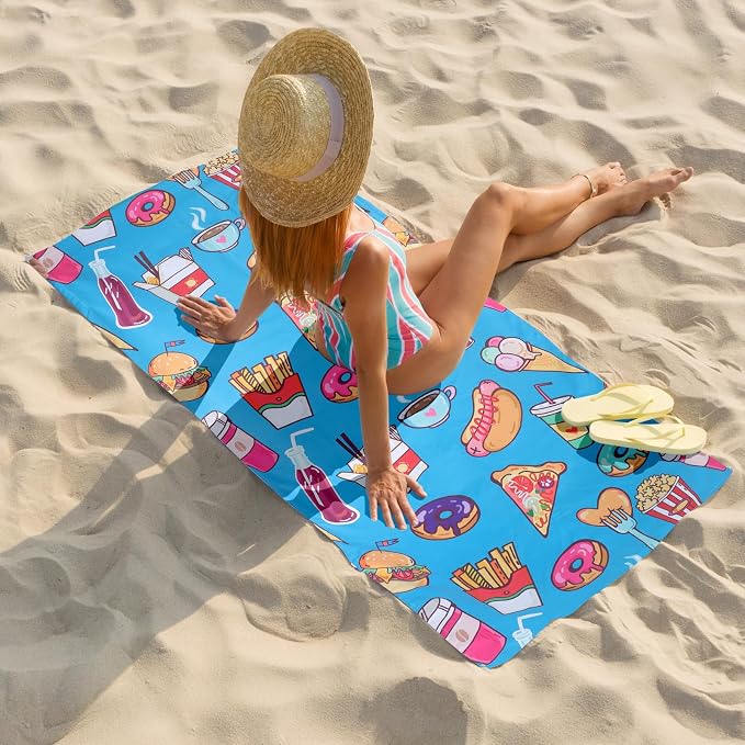 Car Seat Towel Covers Front Seats for Yoga,Gym,Workout,Sports,Running,Camping and Beach,Automotive Cute Washable Sweat Towels Driver Seat Cover Blanket for Cars Golf Trucks (Food, 1Pcs) - Image 6