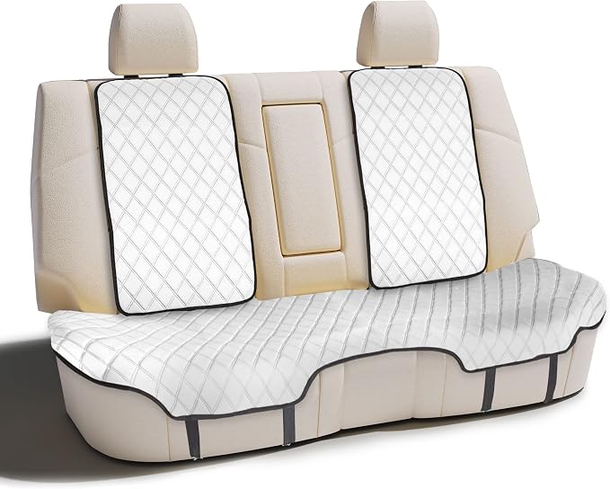 FH Group Car Seat Cushion Neosupreme Automotive Seat Cushions - Universal Fit, Rear Car Seat Cushion, Car Seat Cushions with Non-Slip Silicone Backing for SUV, Sedan, Van Rear Set White by FHGroup