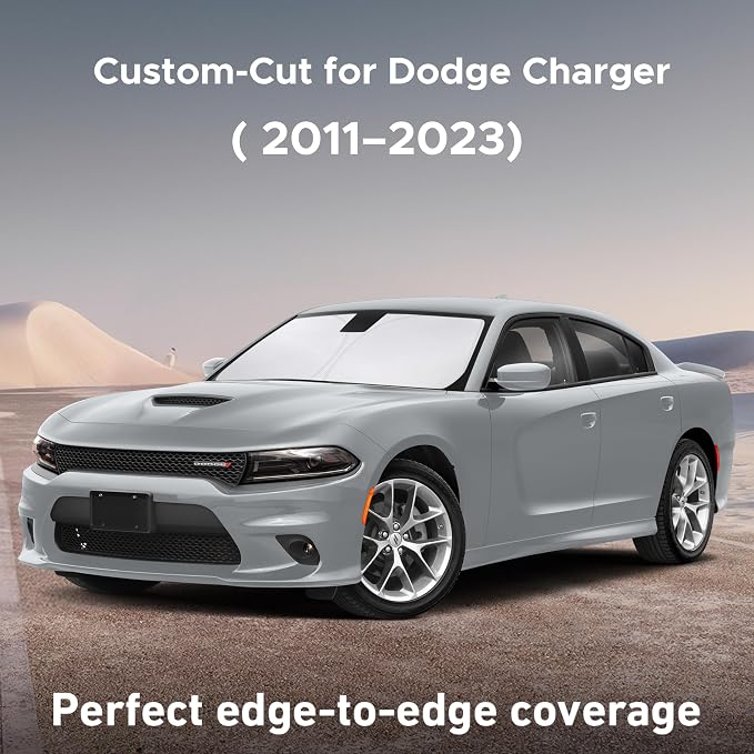 EcoNour Windshield Sunshade Compatible for Dodge Charger 2011-2022 2023 | Sun Visor for Front Windshield & Window Sun Shade Cover, UV Heat Blocker & Protector, Car Accessories - Image 2