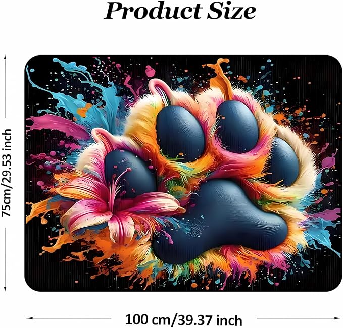 Universal Car Trunk Mat 29" x 39", Colored Paw Print All Weather Trunk Protection Cargo Liner, Durable Cargo Mat Rear Trunk Liner, Stylish Vehicle Interior Accessories Suitable for Most Car Models - Image 2