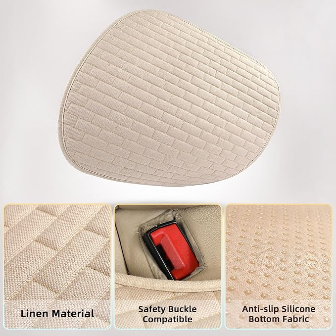 Beige Car Seat Covers Front Seats, 2 Pack Seat Covers for Cars Truck SUV | Front Seat Covers with Storage Pocket, Bottom Auto Seat Cushion Pad Mat for Most Vehicles - Image 4