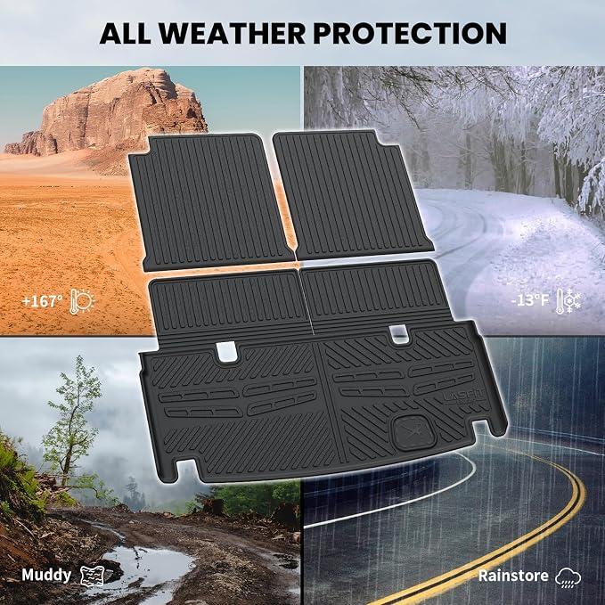 LASFIT Cargo & Backrest Mats for Mercedes Benz GLS 2017-2019 & GL 2013-2016 | Fit for GLS 350d/450/550/63 AMG & GL 350/450/550/63 AMG, All Weather TPE Non-Slip Trunk Mat with Seatback, Black - Image 4
