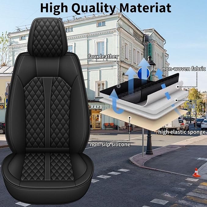IKABEVEM Car Seat Covers fit for Subaru Impreza 2012-2025 2026 Full Set | Waterproof Faux Leather, Airbag Compatible, Easy to Install & Wipe Car Seat Protector,5 Seats Covers Fit for Impreza, Black - Image 8
