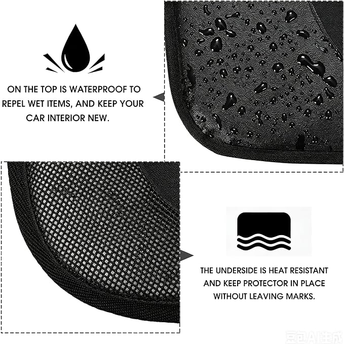 Kaiphy Car Seat Protector with Thick Padding + XL Large Car Seat Cover for Child Car seat, Eco Friendly Waterproof & Durable Fabric + 2 Storage Pockets Protect Fabric or Leather Seats 2Pack (Brown) - Image 3