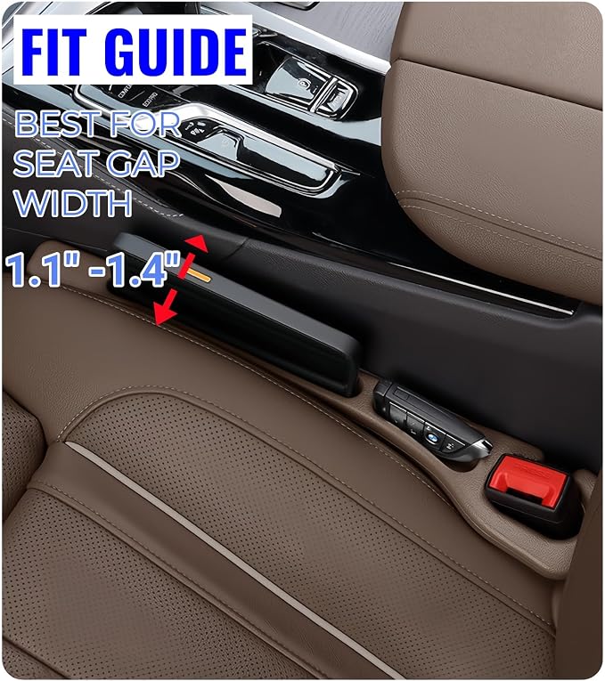 BESTKEE Car Seat Gap Filler 2 Pack, No Drop Seat Gap Plug with Dual Storage Slots, Blocks Phones Keys Coins, Flexible EVA Console Gap Filler Auto Accessories for Cars SUVs Trucks - Image 2