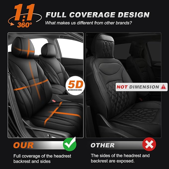 AOMSAZTO Custom Fit Seat Covers for Honda Accord 2023 2024 2025 2026 LX | Rear Row W/Solid Backrest Full Set Waterproof Airbag CompatibleFaux Leather Black - Image 4