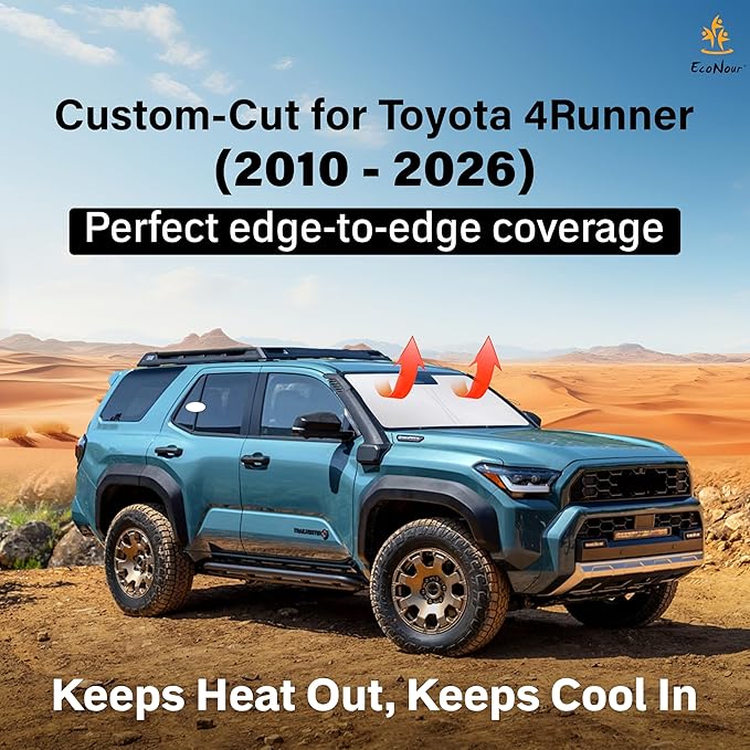 EcoNour Windshield Sunshade for Toyota 4Runner 2010-2023 2024 2025 2026 | SR5, Trail, TRD (Off-Road, Premium, Pro) Limited, Front Window Sun Shade Cover, UV Heat Blocker & Protector, Car Accessories - Image 2