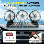 USB 3-Head Car Cooling Fan, 360° Rotation Dashboard Fan with 2 Speeds, Portable Air Cooler for SUV RV Truck Sedan Office Desk, 5V USB Powered for Power Bank Laptop - Image 5