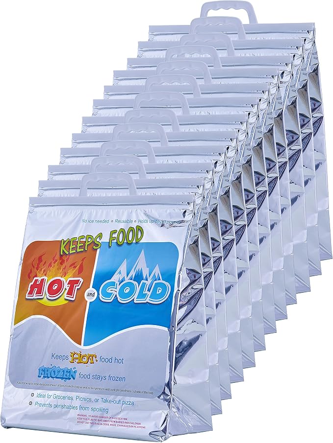 Superio Hot and Cold Stand Up Reusable Insulated Bag- 12 Pack Food Storage for Frozen Items & Hot Items Including Lunch Bags & Grocery Shopping Bags Reinforced Heavy Duty Refrigerated Totes… - Image 9
