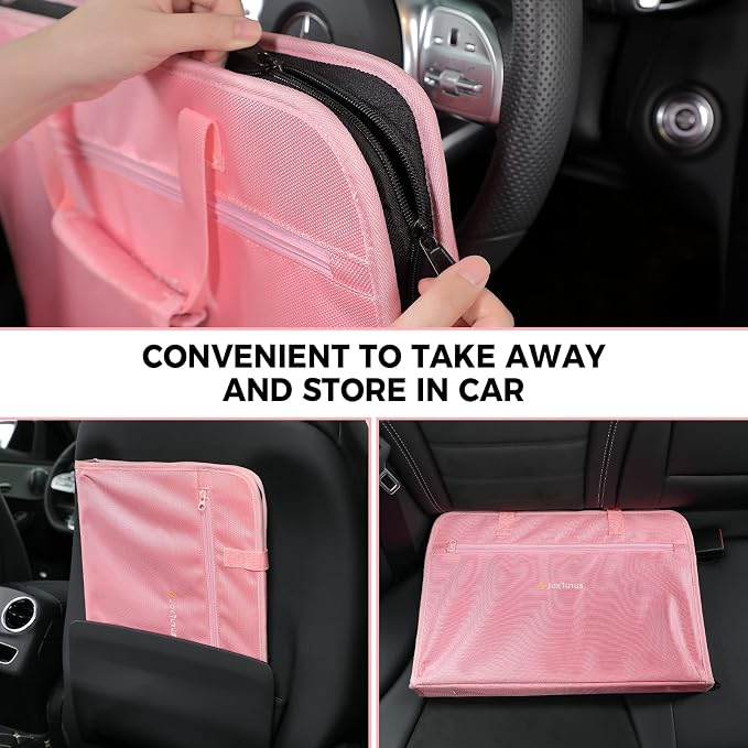 JOYTUTUS 3 in 1 Steering Wheel Eating Tray (Pink), Car Back Seat Laptop Desk, Multifunctional Office Bag Car Work Table for Writing, Car Organizer for Kids, Commuters, Family - Image 7