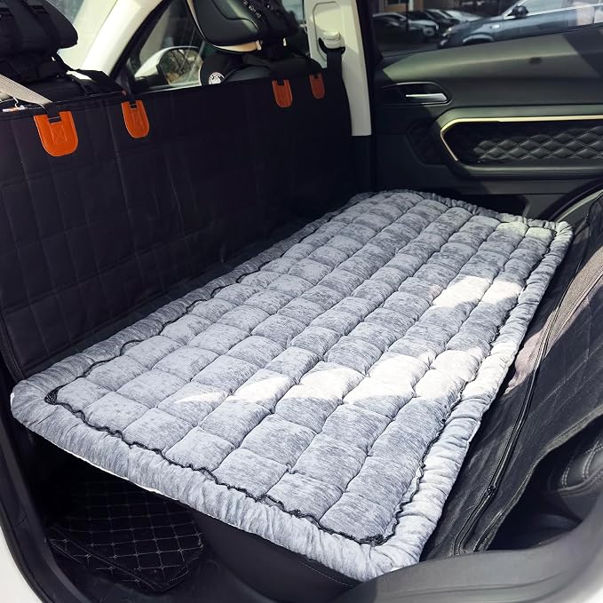Dog Bed for Car Back Seat, Non-Slip Backseat Pet Mat for Trucks & SUVs | Plaid Flannel, Quilted PP Cotton Filling, Non-Slip Backing, Machine Washable, Fits Backseat Extenders, Trucks & SUVs by AEEISHOMEREFORM