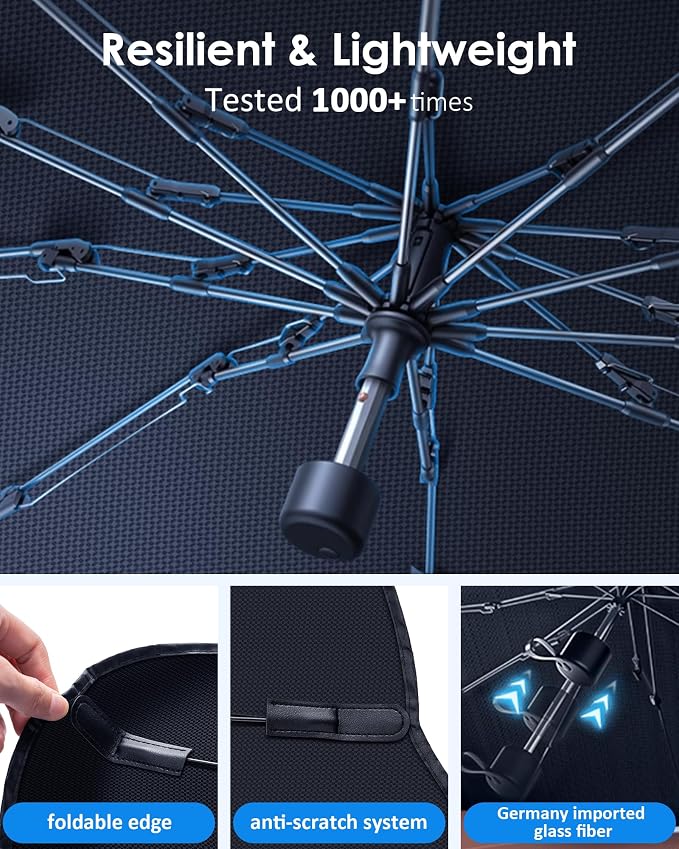 Yampahapa Car Windshield Sun Shade Umbrella, Nano-Sized Condensation Foldable Cover, UV Ray Reflector, Medium Sedan Sunshade with Cooling Feature - Image 3