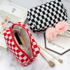 Checkered Makeup Bag for Purse, Small Travel Cosmetic Pouch,Red,2 Pack | Cute Zipper Makeup Organizer for Women, Travel Essentials, Toiletries, Makeup Brushes, Beauty Accessories&Bridesmaid Gifts - Image 3