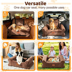 Dog Car Seat for Medium/Large Dogs up to 60LBS Memory Foam Dog Booster Seat | with Thick Cushion, Pet Car Seat for Back with Detachable Washable Cover, Storage Pockets for SUV, Pick Up, Trunk, Brown - Image 4