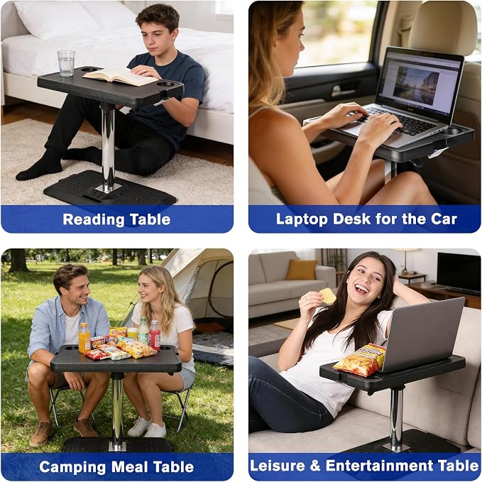 Car Seat Tray Table, Adjustable Car Desk for Laptop & Tablet | Multi-Function Travel Tray for Front Passenger/Rear/Driver Seat, Eating & Work Tray, Essentials Accessories for Long Trips - Image 9