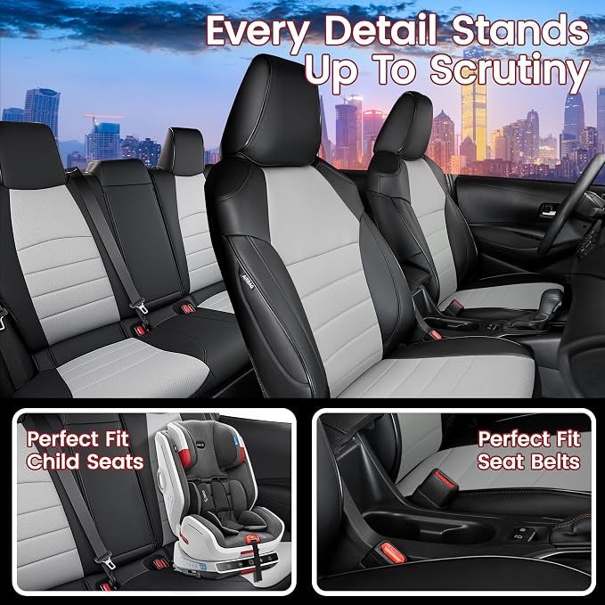 HKZ Customized Special seat Cover for Toyota Corolla (Black+Grey, 2020 2021 2022 Corolla L LE) - Image 6