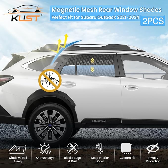 KUST Car Window Shades for 2021-2024 Subaru Outback Accessories, Breathable Mesh Magnetic Window Covers, Rear Back Side Window Sun Shades UV Block Privacy Protection for Baby Camping Napping 2PCS - Image 2