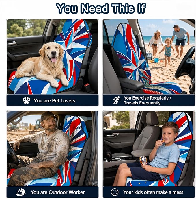 Car Seat Towel Cover for Front Seat, 1Pc Sweat Absorbent Car Seat Protector with Non-Slip Backing, Waterproof Towel Car Seat Cover for Runners, Gym, Swimming, Beach, Pets, Patchwork Flag - Image 8