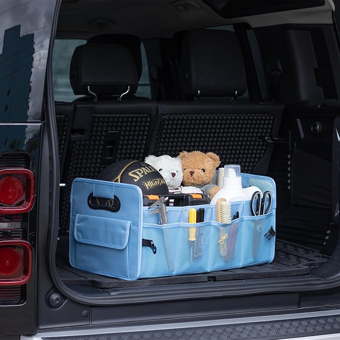 Car Trunk Organizer, Collapsible Car Organizers and Storage Light Blue | Sturdy, Large Capacity, Clean Decor, Multi Compartment Container Box, Adjustable Car Accessories for SUV Sedan Truck - Image 3