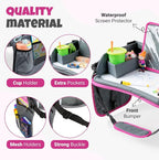 Kids Travel Tray with Dry Erase Board - Car Seat Tray for Kids Travel, Carseat Table Top for Toddler, Lap Desk for Car Seat, Activity Organizer & Snack Holder, Road Trip Essentials for Kid (Pink) - Image 3