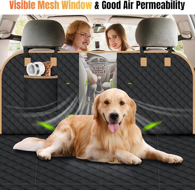 Dog Car Seat Cover for Back Seat, Dog Car Bed Cover with Strong Hard Bottom, Back Seat Extender Hammock for Cars SUV Truck,4 Panels Black Large Size - Image 5