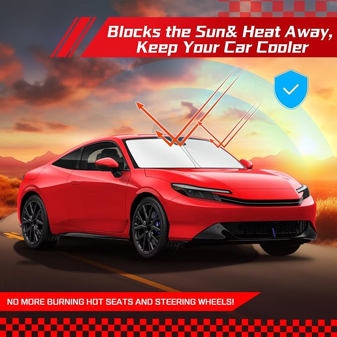 ARISMOTOR Windshield Sun Shade for Honda Prelude Hybrid Coupe 2026-2027 | Custom Fit, Foldable Front Window, Block UV Rays, Keep Car Cooler - Image 7