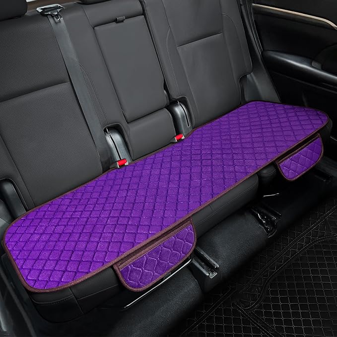 surpassme Comfortable Car Seat Covers Universal Back/Brench Seat Coves for Car Accessories with Storage Pockets, Padded Car Interior Covers for Automotive, SUV, Truck, and Van(Purple) by Surpassme