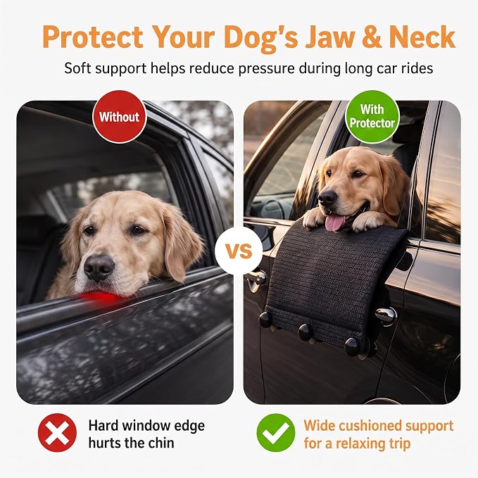 Dog Car Window Sill Protector Pad, Secure Fit Chin Rest for Dogs | 4-layer cushioned dog window pad helps absorb bumps, stays secure on highway rides, and doubles as a small-dog car mat - Image 2