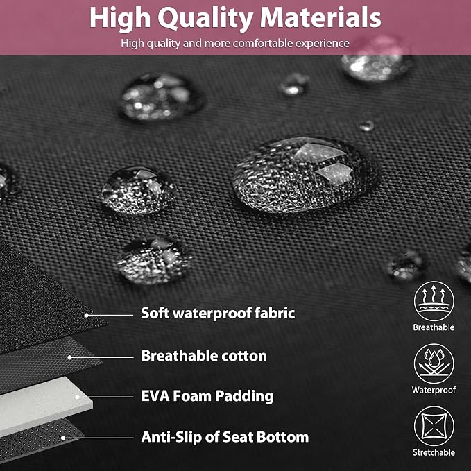 CAR PASS Waterproof Car Seat Covers Full Sets, Universal Fit Seat Covers for Cars, EVA Neoprene Seat Cover Set Full Sets, Interior Covers for Auto SUV,Vans,sedans, Trucks,(Black Pink) - Image 4