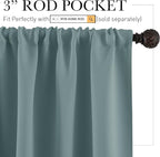 RYB HOME Blackout French Door Window Curtain Coverings, Rod Pocket | Thermal Insulated,Privacy Protection,Non See Through,Drapes for Small Window Bathroom Kitchen,W29 x L45,Dusty Blue,2 Panels - Image 2