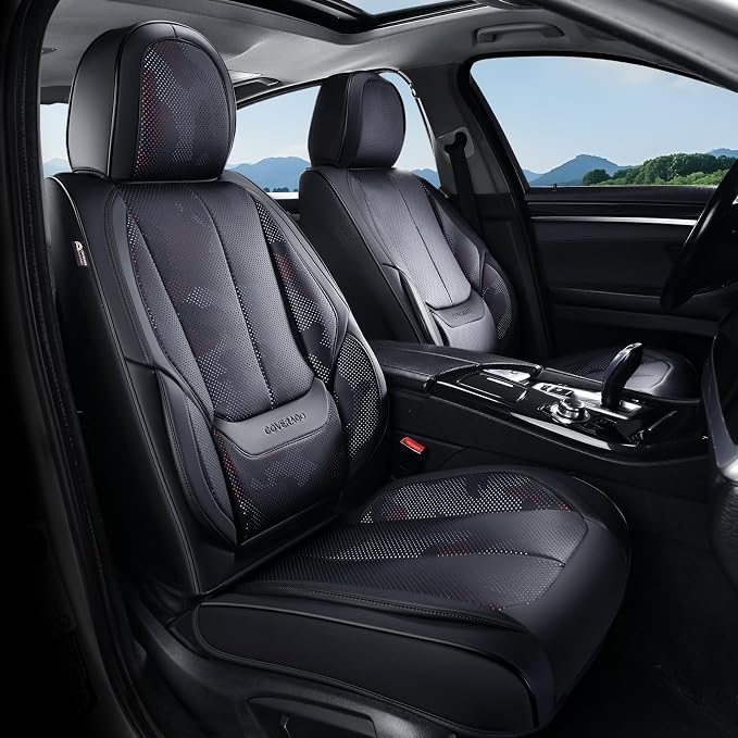Coverado Car Seat Covers, Seat Covers for Cars, Waterproof Leather Auto Seat Protectors, Leather Car Seat Cushion, Car Interiors Accessories Universal Fit for Most Cars - Image 7