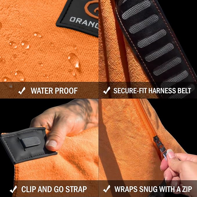 Transition & Seat Wrap V2.0 Orange Car Seat Cover Towel | Sweat-proof car seat cover, changing kilt, quick-dry towel, secure wrap for athletes - Image 4