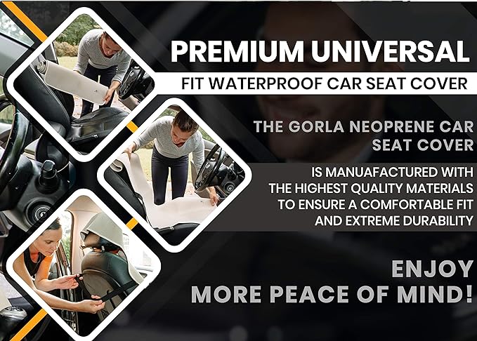 Gear Gray Premium Universal Fit Waterproof Stain Resistant Grey Car Seat Cover Neoprene Non-Slip Bucket Seat Dog Sweat Proof Protector Save Your Leather Cloth Seats Van Truck Auto SUV Sedan - Image 2