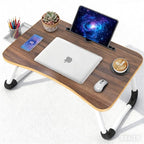 Fayquaze Portable Foldable Laptop Bed Desk with Storage Drawer and Cup Holder - Lap Desk Laptop Stand Tray Table for Eating, Reading and Working - Image 2
