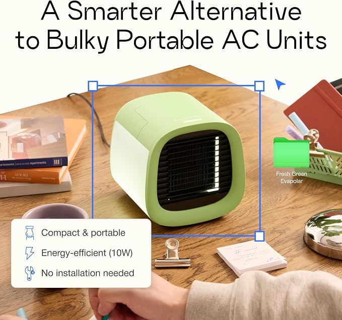 Evapolar Portable Air Conditioners - Small Personal AC Unit - Evaporative Air Cooler for Desk & Camping - Swamp Cooler - Evachill, Green - Image 3