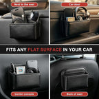 Car Seat Side Organizer, Small PU Leather Adhesive Storage Pocket, Car & Truck Interior Accessories, Auto Door Console Gap Filler, Sunglass Holder & Phone Pouch for Keys, Wallet, Cards, Pen, Black - Image 2