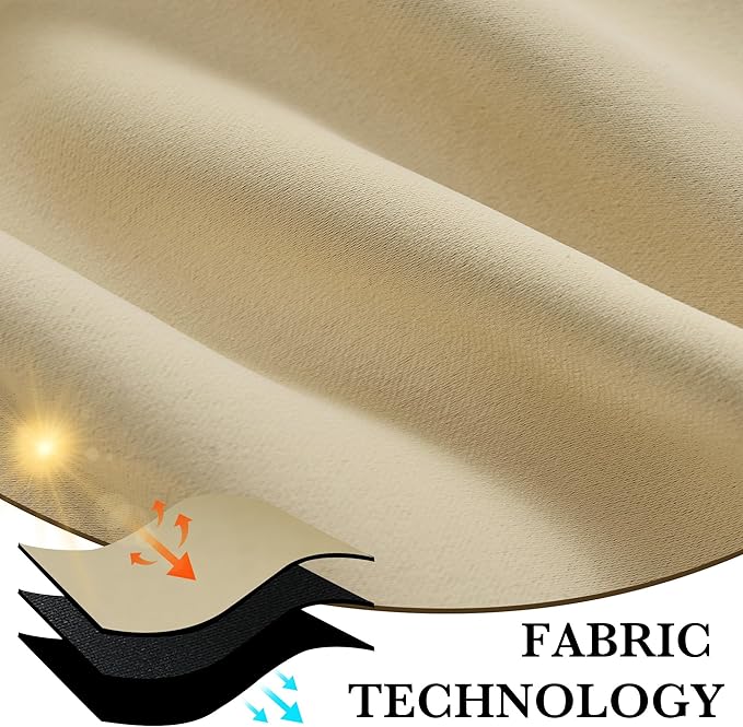 RYB HOME 100% Blackout Basement Curtains 30 inches Long, Heat & UV Blocking | Total Room Darkening, Noise Reducing, Curtains for Bathroom RV Campers, W34 x L30, Biscotti Beige, 2 Panels - Image 7