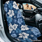 Horeset Blue Hibiscus Flower Car Seat Towel Cover – Breathable & Quick-Dry, Stain Resistant Front Seat Protector, Easy Install for SUV Truck Sedan Van - Image 2