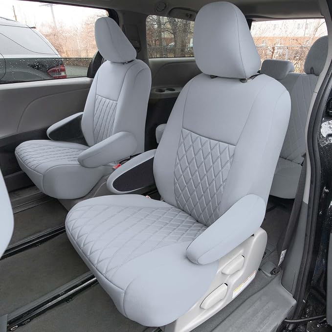 FH Group Custom Fit Car Seat Covers Specifically Made for 2011-2020 Toyota Sienna 7 Seater with Ultraflex Neoprene Water Resistant Automotive Seat Covers - Full Set Solid Gray - Image 6