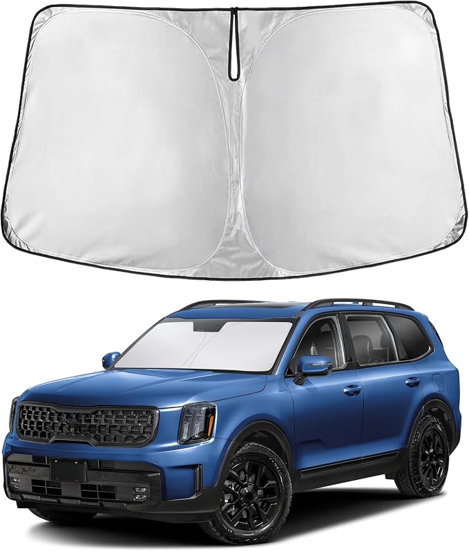 EcoNour Windshield Sunshade Compatible for Kia Telluride 2020-2024 2025 | Sun Visor for Front Windshield & Window Sun Shade Cover, UV Heat Blocker & Protector, Car Accessories by EcoNour