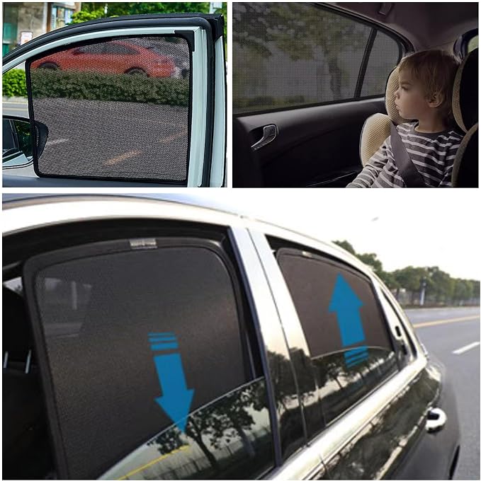 Car Magnetic Sun Protection Curtain 4PCS Fit for Hyundai Sonata 2004 2005 2006 2007 2008 2009 UV Protection, Insect Screen, Rear Passenger Side Window Visor-Black - Image 7