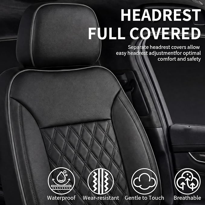Custom Seat Covers for Silverado, Waterproof Nappa Leather Full Set Seatcovers for Chevy Silverado/GMC Sierra 2007-2013 & 2019-2026 1500, 2020-2026 2500HD 3500HD Crew/Double/Extended Cab - Image 8