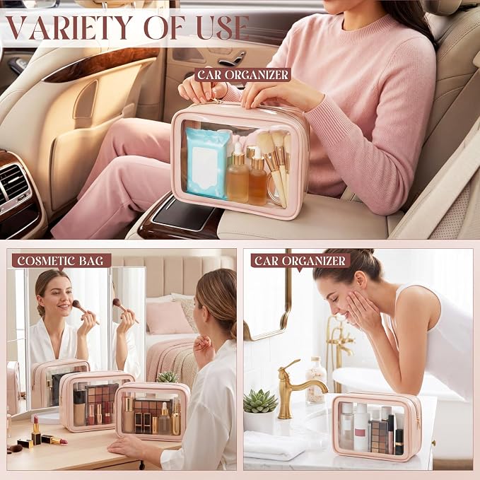 Hsei 12 Pcs Clear Makeup Bags Diaper Bag Organizer Travel Toiletry Bags with Zipper Clear Cosmetic Organizer Car Storage Pouch Bridesmaid Gift for Women Beach Vacation (Skin Tone) - Image 6